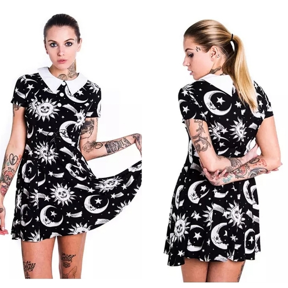 Killstar Dresses & Skirts - Killstar cozmic death star dress black white size medium goth punk